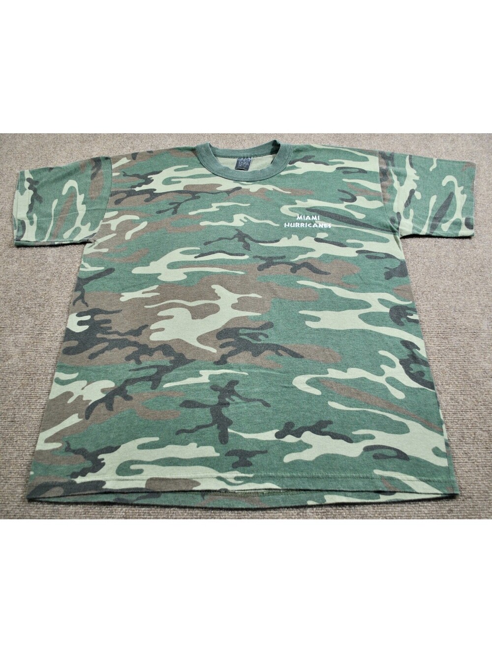 Miami Hurricanes Vintage 90s Camo Army NCAA Football Green Shirt Large